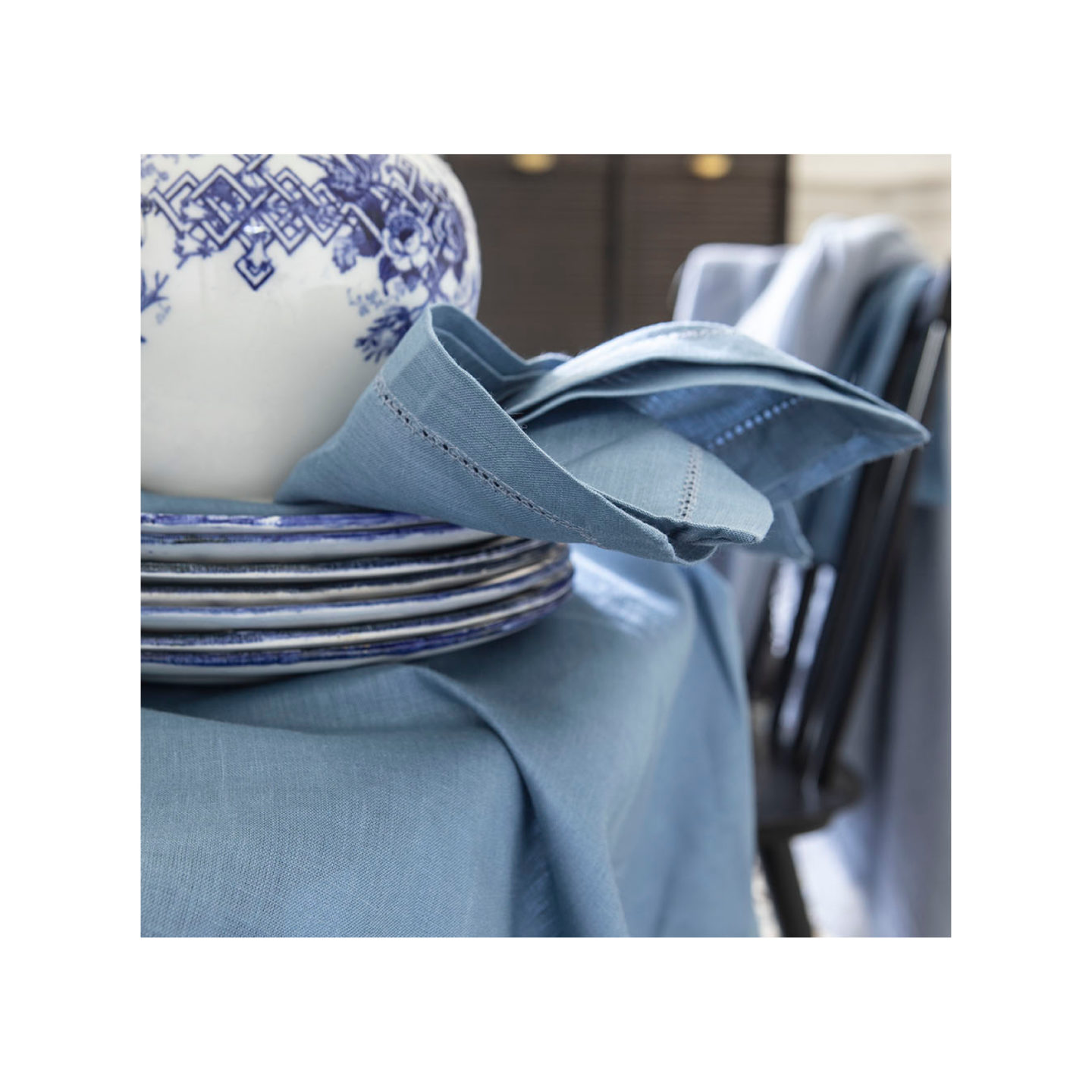 linge de table bleu